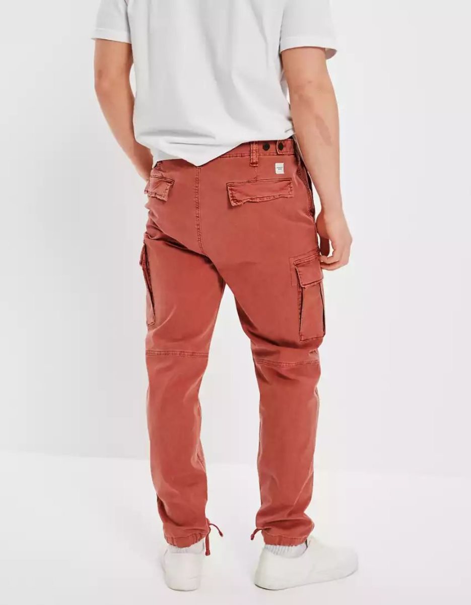 Pantalon American Eagle AE Flex Slim Lived-In Cargo Rouge Foncé Homme | YXG-47314968